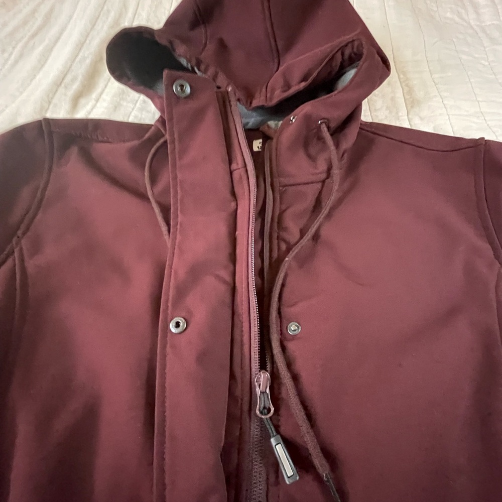 Outdoor Ventures Fleece Lined Women's Burgundy Hooded Coat XXL - Picture 3 of 11
